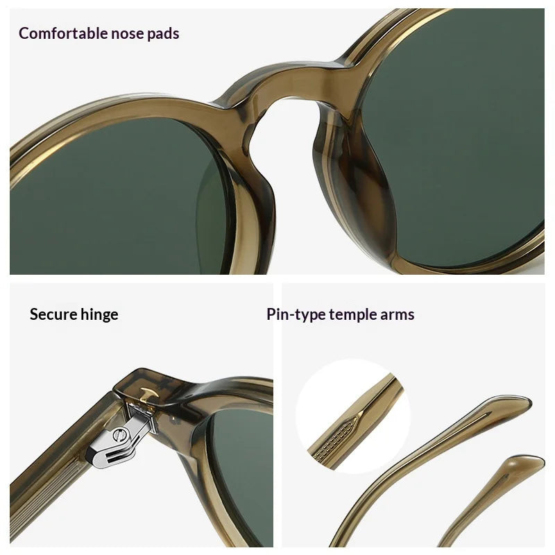 Sunglasses Vintage Fashion Oval Uv Polarized Sunglasses Women'S Designer Thick Acetate