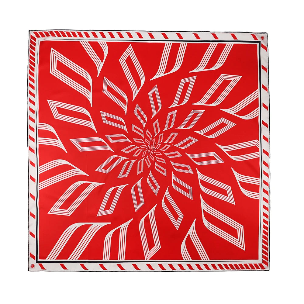 Premium Silk Geometric Digital Print Scarf Custom Women'S Scarves