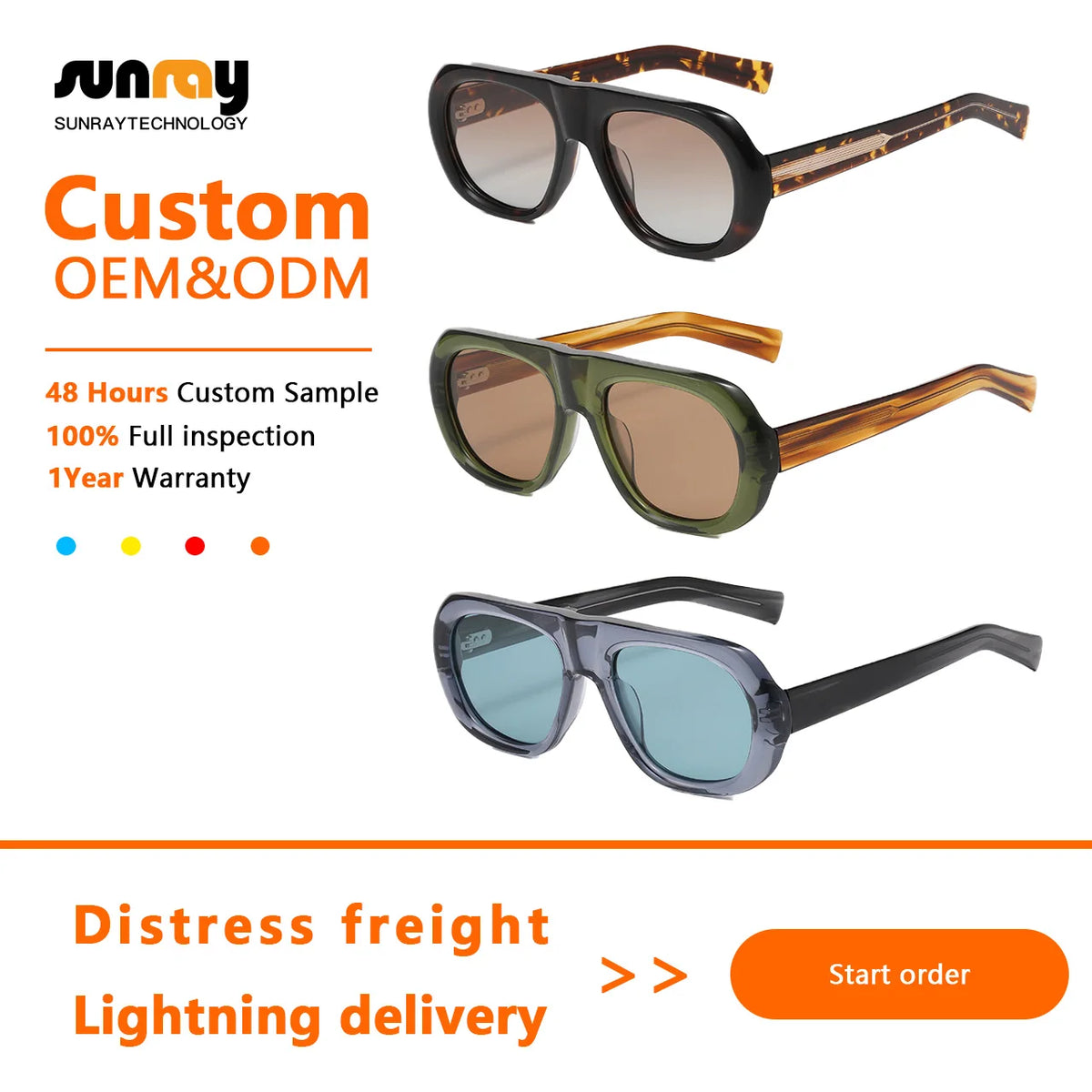 Fashion Uv400 Polarized Oval Sunglasses Women'S Designer Thick Acetate Sunglasses Retro