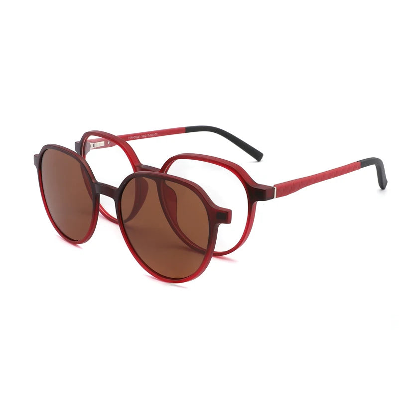 Bio TR Eco-Friendly Material TAC Polarized Luxury Shades Unisex Clip-on Solid Round