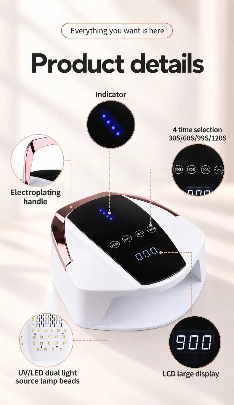 96W Rechargeable Cordless UV LED Nail Lamp with and Packaging S90 Plus