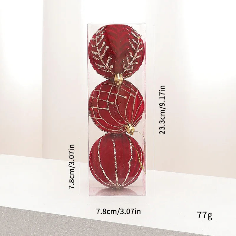 Flocked Christmas Balls Ornaments | Home Tree Decor, Window Scene Display, Holiday