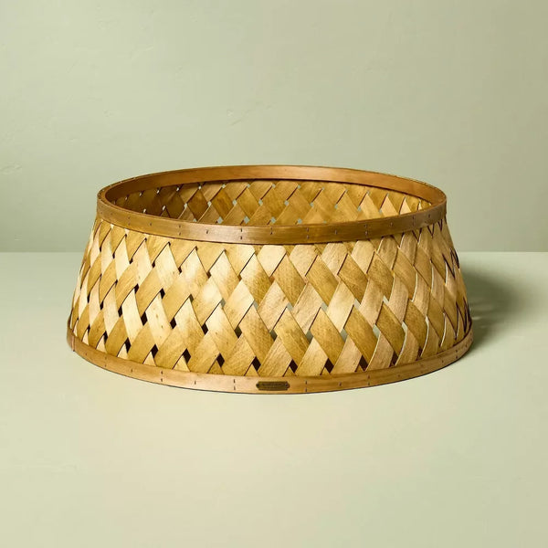 Tienphong 26" Bamboo Lattice Woven Christmas Tree Collar for Christmas Tree Decoration