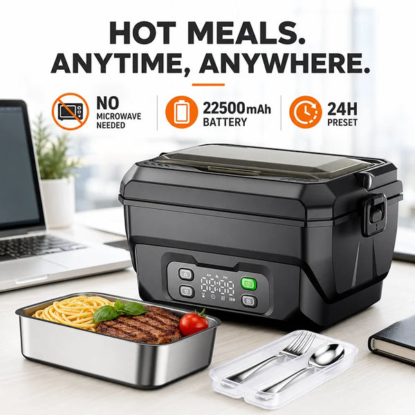 22500mAh Portable Electric Heating Lunch Box Rechargeable 304 Food Warmer Heated Lunch