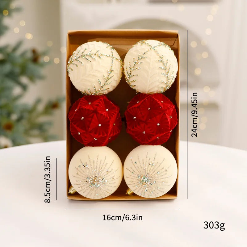 Flocked Christmas Balls Ornaments | Home Tree Decor, Window Scene Display, Holiday
