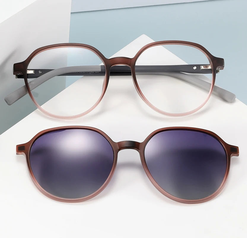 Bio TR Eco-Friendly Material TAC Polarized Luxury Shades Unisex Clip-on Solid Round