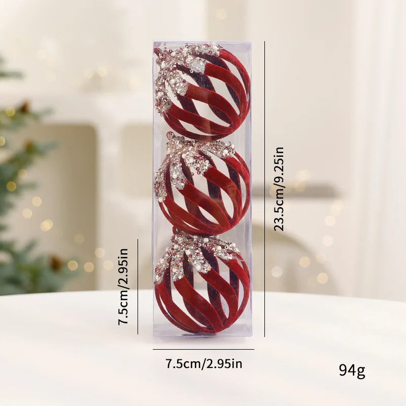Flocked Christmas Balls Ornaments | Home Tree Decor, Window Scene Display, Holiday