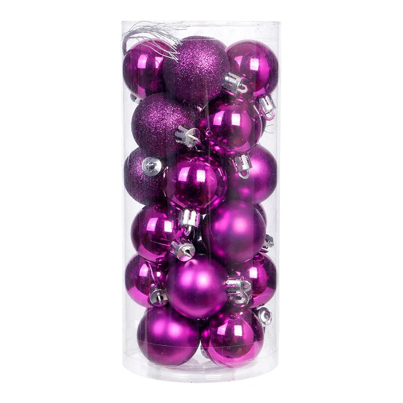 3/4/6/8cm Christmas Balls Set | 24pcs Plastic Electroplated Colorful Balls, Tree Hanging
