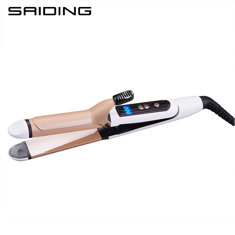 Professional 360 Rotating Electric Hair Straightener Brush 2-in-1 Straightening