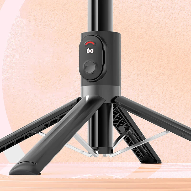 Stainless Steel Selfie Stick with 360 Adjustable Retractable Tripod 2 LED Light Remote