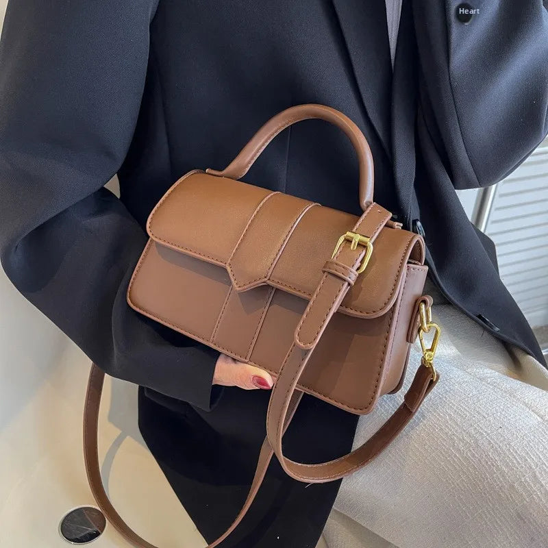 Classic Design Luxury Style Women'S Small Flap Crossbody Bag PU Leather Top Handle Bag