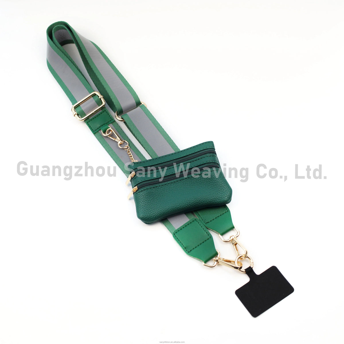Reflective Strip Phone Strap With Zippered Pouch Adjustable Cellphone Lanyard Crossbody