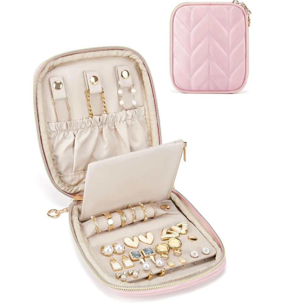 Portable Travel Jewelry Case Organizer Small Mini Jewellery Pouch Compartments