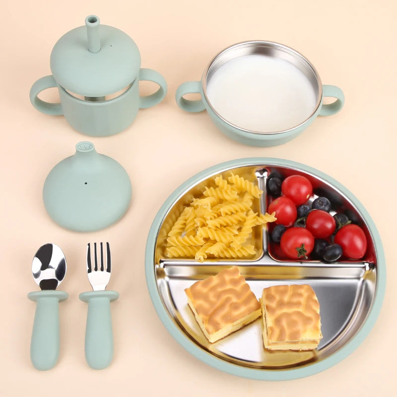 Food Grade Supplies Silicone Bib Spoon Bowl Kids Dining Baby Accessories Feeding
