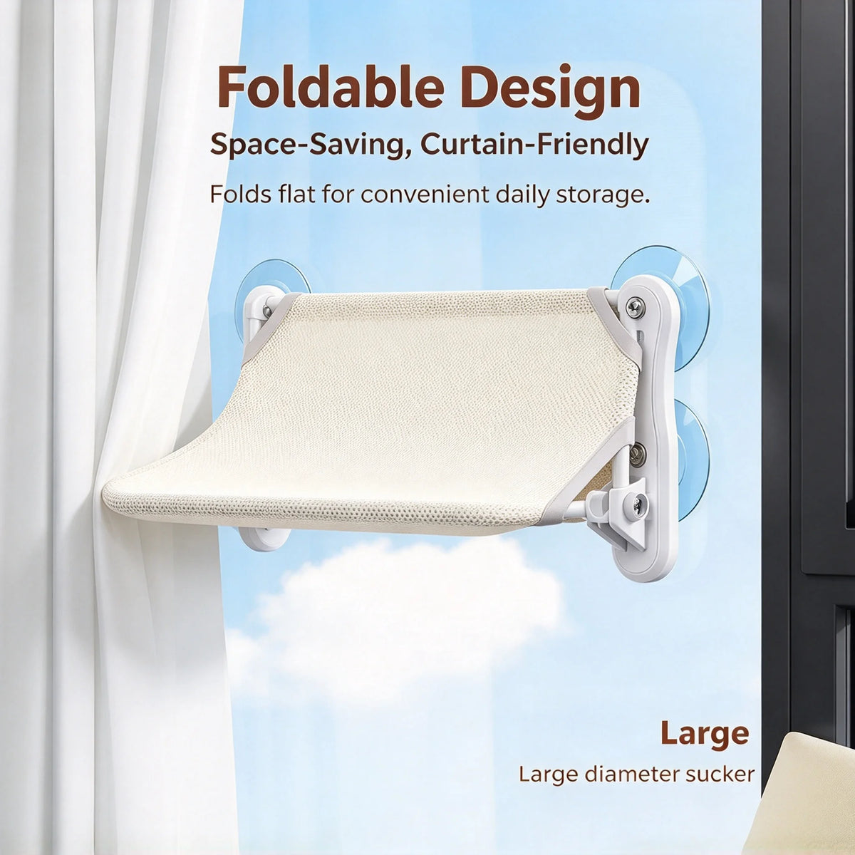 Luxury Cat Window Perch Suction Cup Hammock Bed with Removable Washable Cover Indoor
