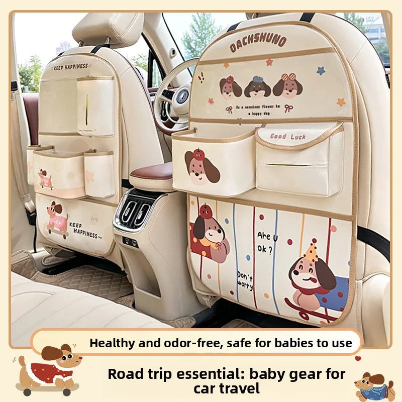 Custom Leather Cartoon Customizable Car Backseat Storage Bag Organizer New Creative Trash