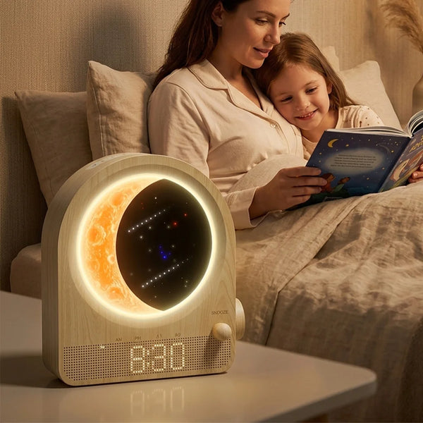 Sunrise Wake Up Light Dimmable 3D Moon Lamp With Meteor Effect 12 Level Volume Dual