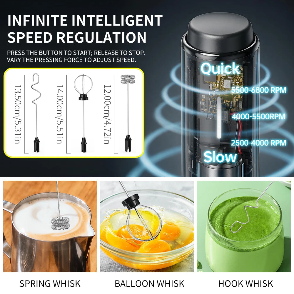 Kitchen Powerful Rechargeable Fast Handheld Drink Mixer Electric Whisk Milk Frother