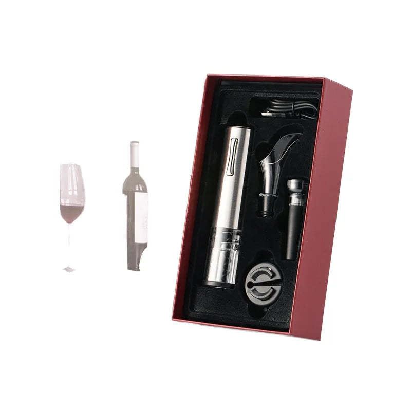 New Stainless Steel Rechargeable Electric Wine & Champagne Corkscrew Bottle Opener Gift