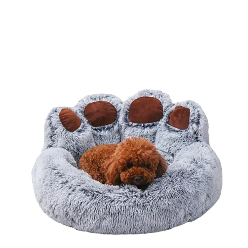 Large Eco-Friendly Faux Fur Donut Dog Bed Modern Soft Customized Calming Fluffy Plush