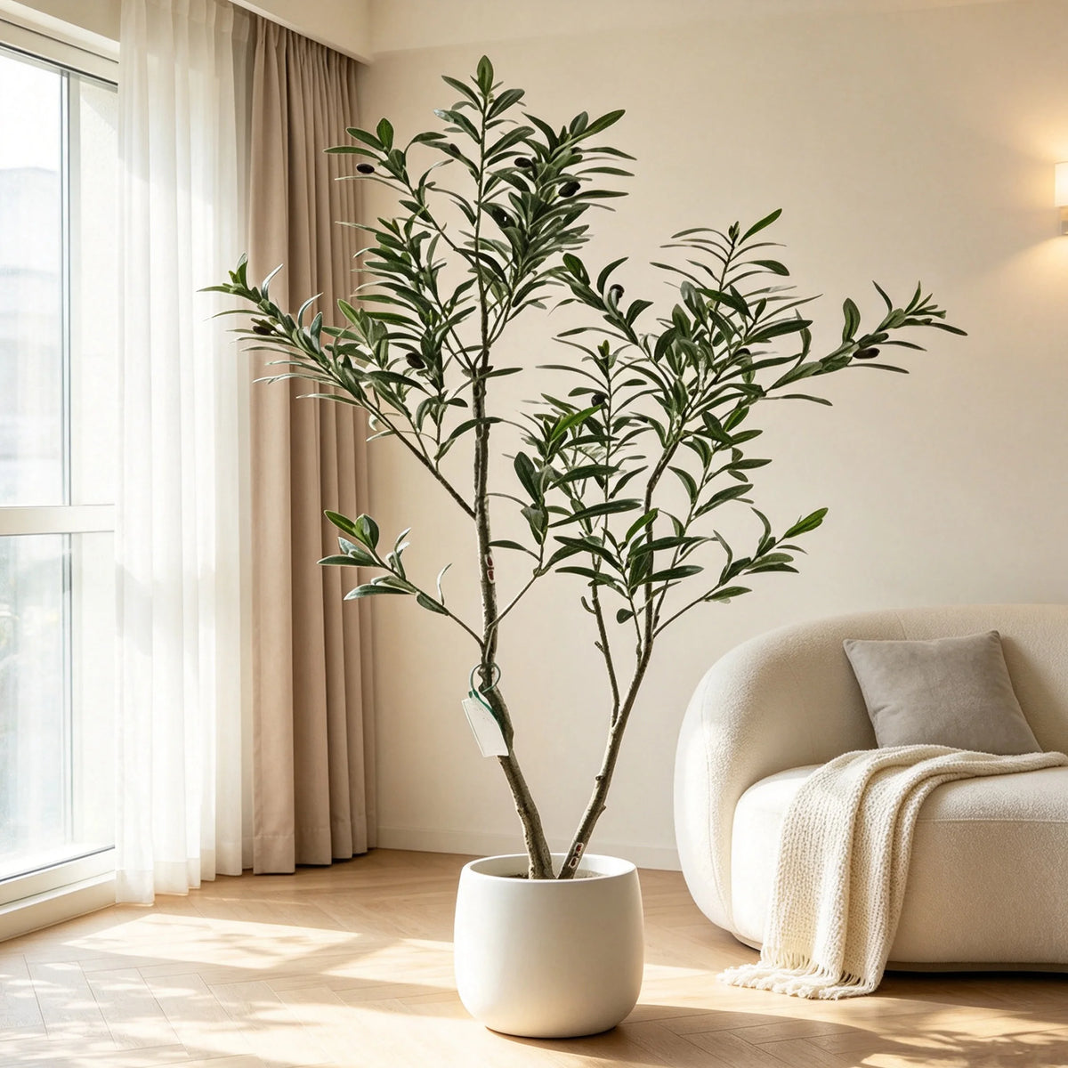 Lifelike Real Touch Artificial Potted Olive Tree Decorative Faux Plant for Indoor Outdoor