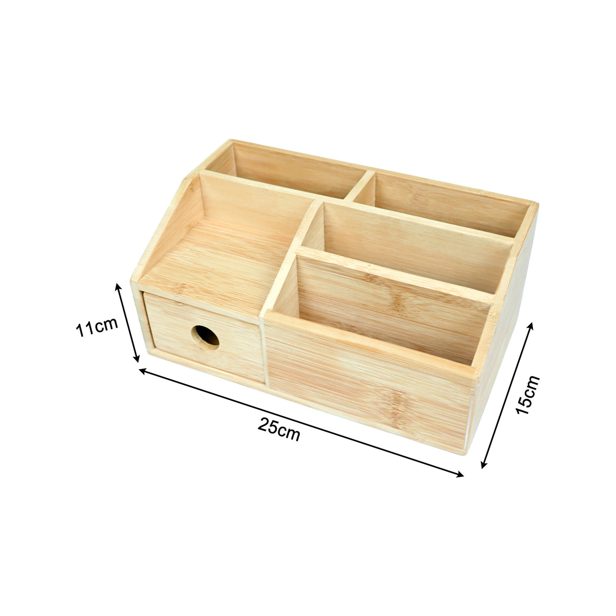 Multifunctional Bamboo Wood Desktop Organizer And Wooden Storage Box Tabletop