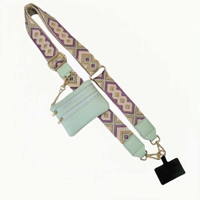 Cross Body Phone Lanyard With Zipper Wallet Anti-Lost Adjustable Mobile Lanyard Guitar