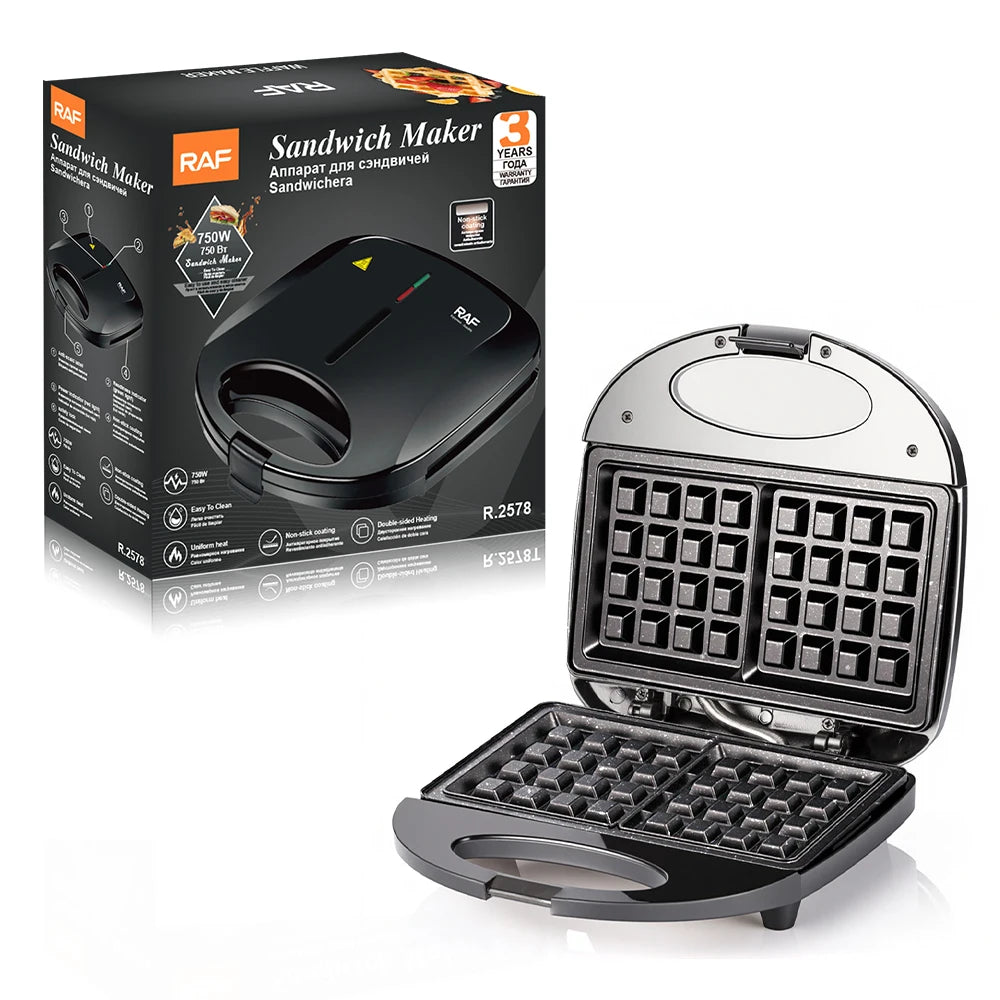 Electric Waffle Maker Non-Stick Coating Breakfast Machine Snack Cone Maker for Kids