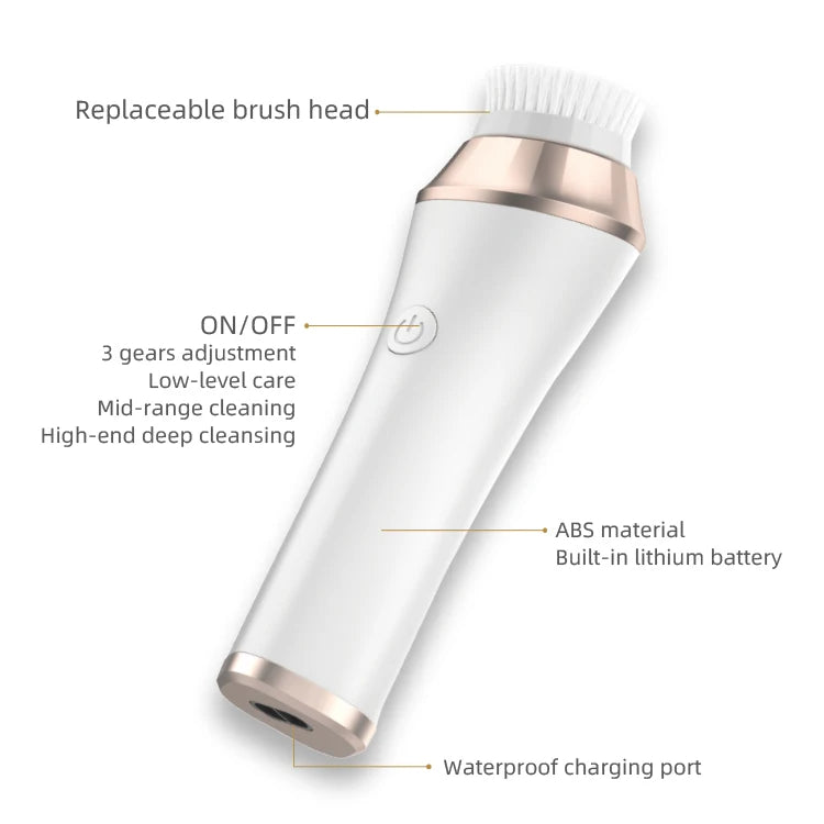 Electric USB Multi Function Face Device 7 Cleaning Heads Silicone Sponge Metal Roller