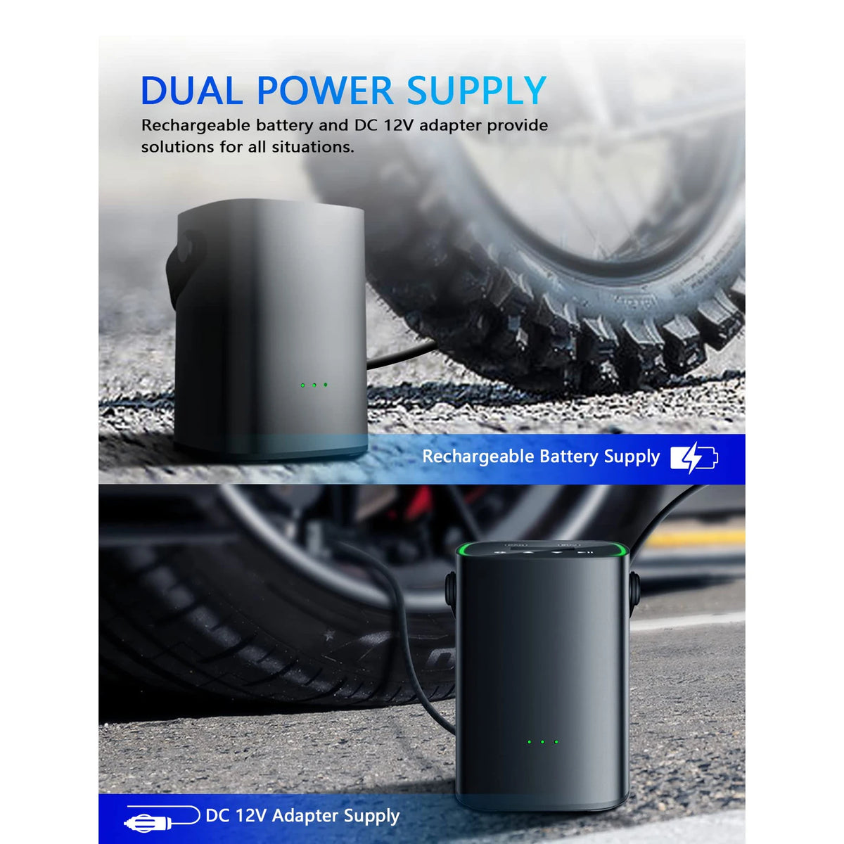 Rechargeable Mini Digital Wireless Portable Cordless Car Air Pump Compressor ABS Material