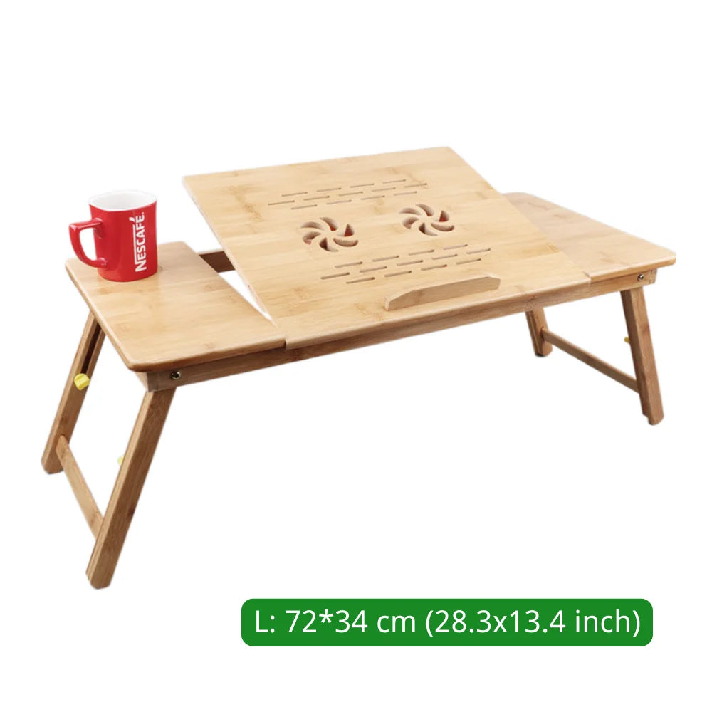 Bamboo Portable Foldable Laptop Desk Vertical Wooden Laptop Stand Adjustable Laptop Table