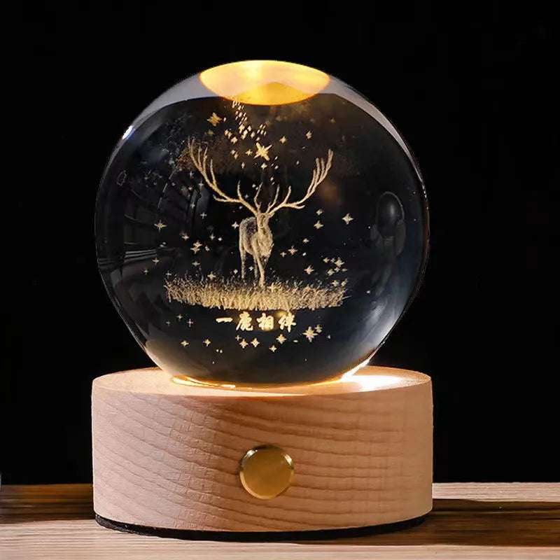 Luminous Crystal Ball Star Touch Rechargeable Nightlight Ornaments Birthday Gift Girls