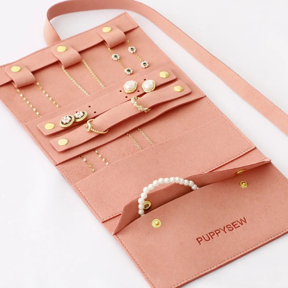 Travel Jewelry Roll Bag Foldable Travel Jewelry Organizer Case Portable Jewelry Bags