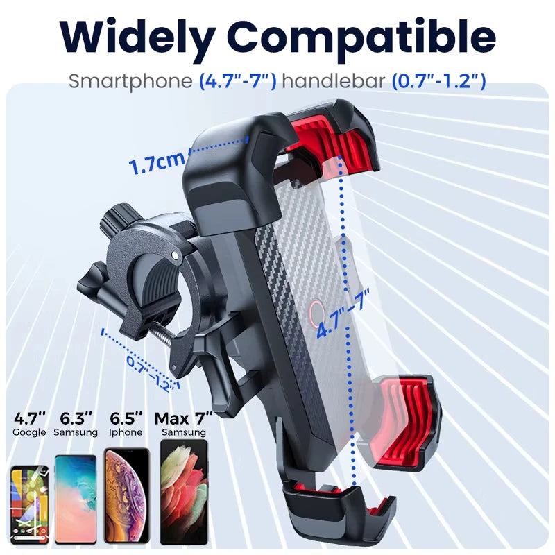Bike Phone Holder 360 View Road Bike 4.7-7 Inch Portable Adjustable One-Click Locking