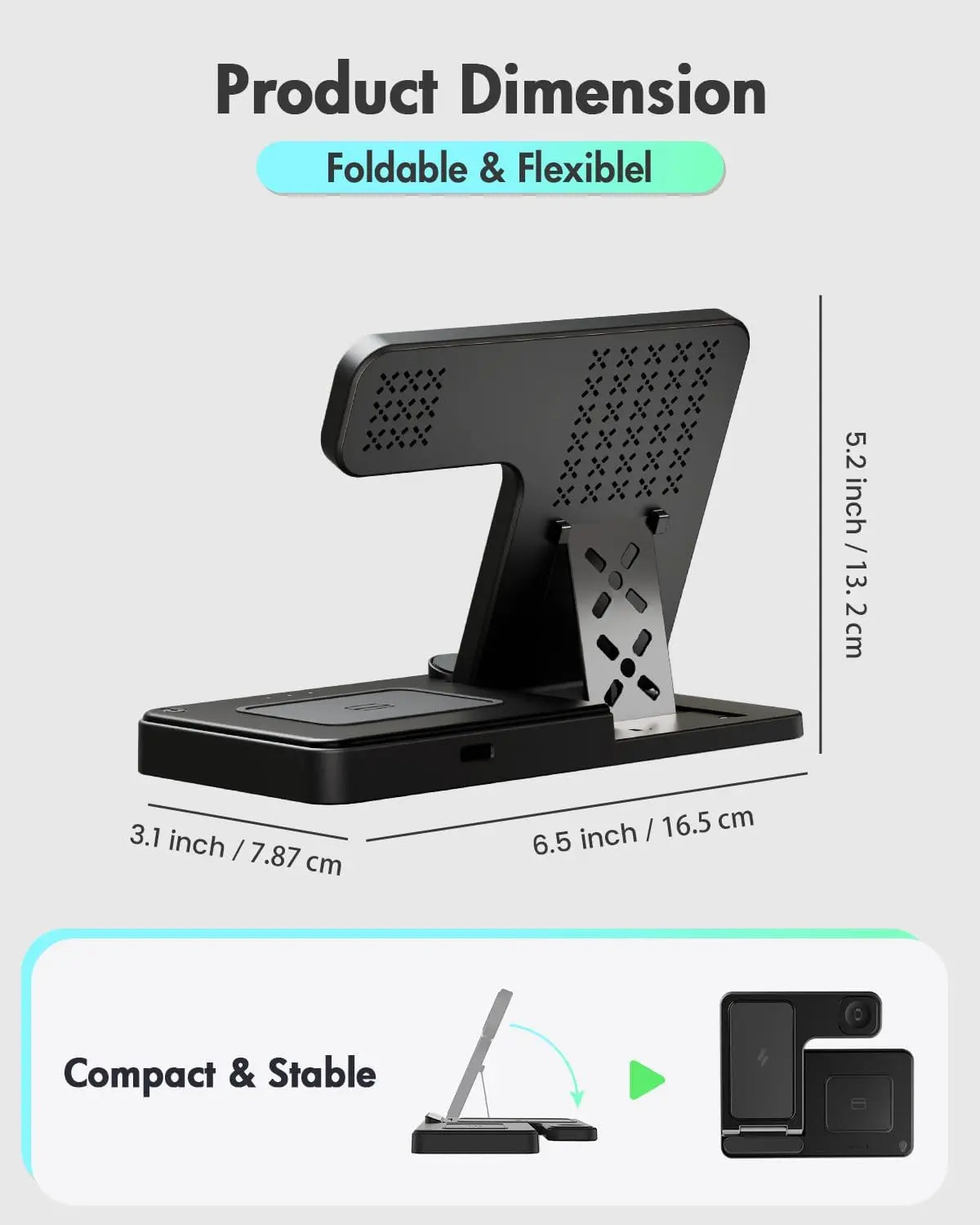 3 in 1 Wireless Charging Station Fast Charging Portable and Fast Wireless Charging