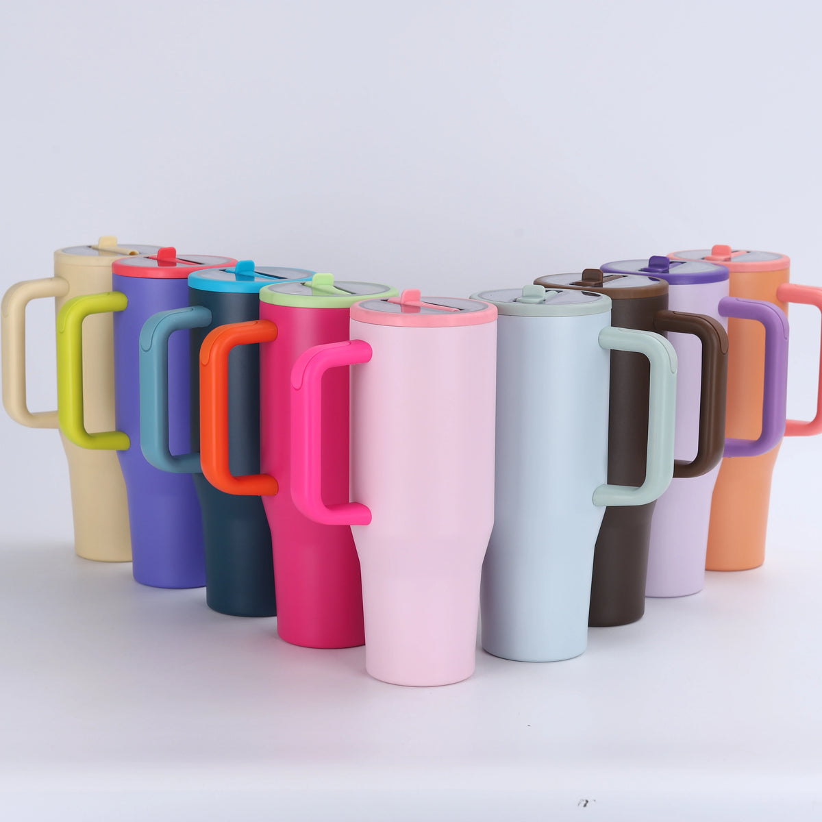 40oz Stainless Steel Tumbler with Handle & Straw | Double Wall Vacuum Insulated Leakproof
