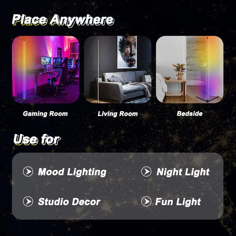 Indoor Home Decor Smart Corner Floor Standing Standard Lamp Lighting Modern Stand Floor