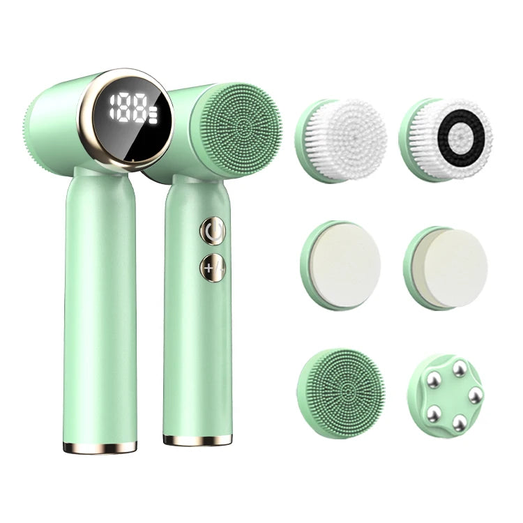 Led Waterproof Face Cleaning Brush Exfoliating Massage Face Wash Brush Silicone Electric