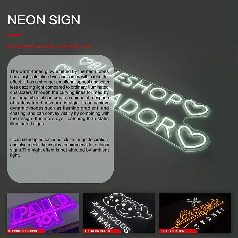 Custom Light Waterproof Led Flex RGB Sign for Wall Birthday Decor Company Custom Led