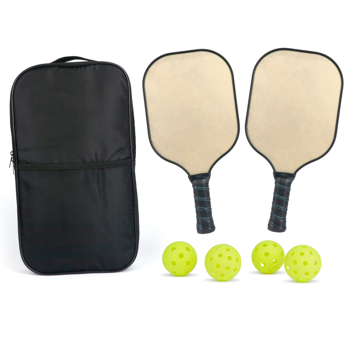 Approved Portable Pickleball Paddles Set 2 4 Balls Honeycomb Core Glass Fiber Sports