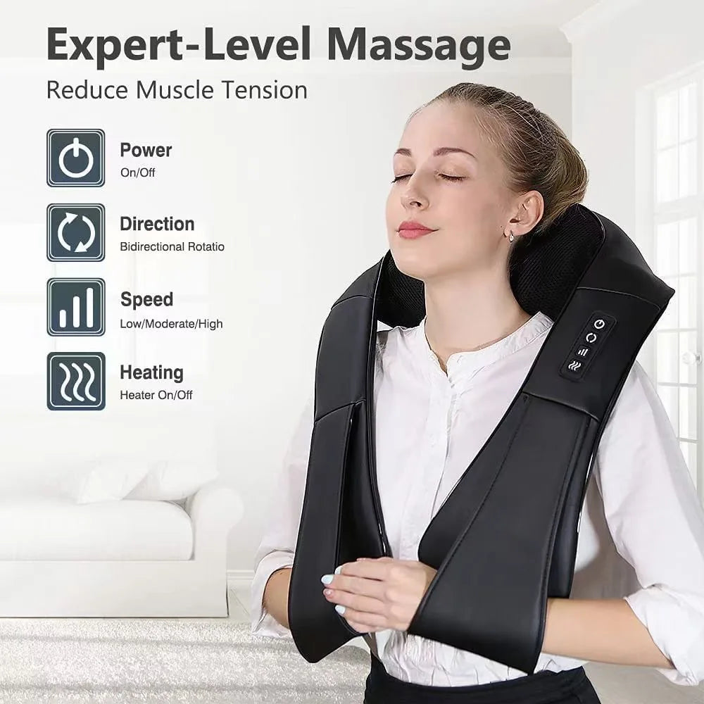 New Portable Shiatsu Massage Cape 3D Deep Kneading Infrared Heat Massager with Timing