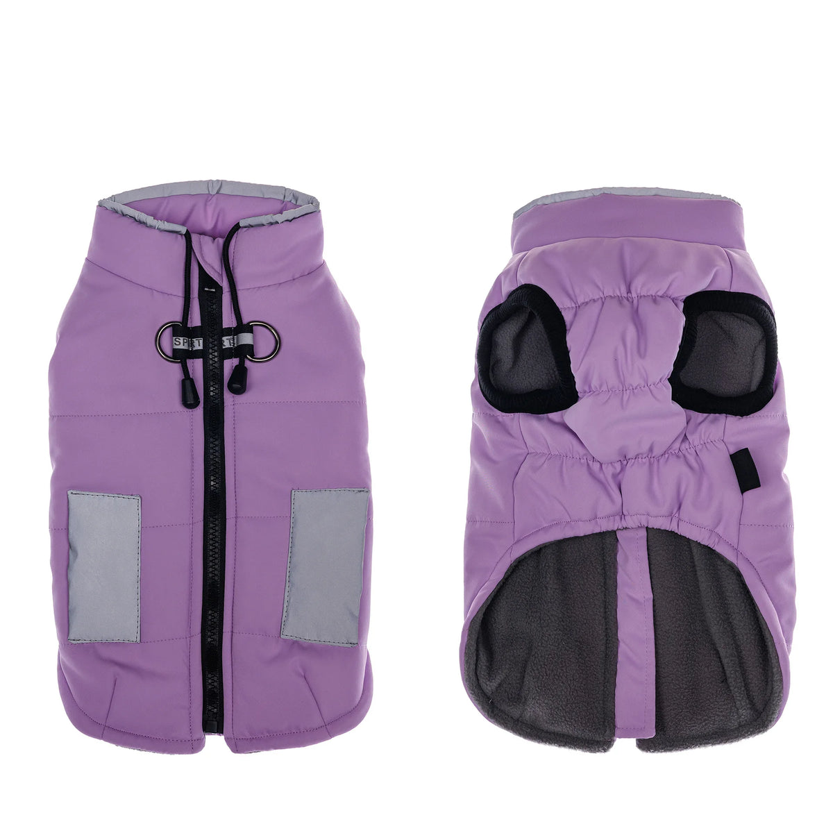 Water Resistant Pet Puffer Vest Reflective Pocket Design Dog Warm Jacket With Leash Ring