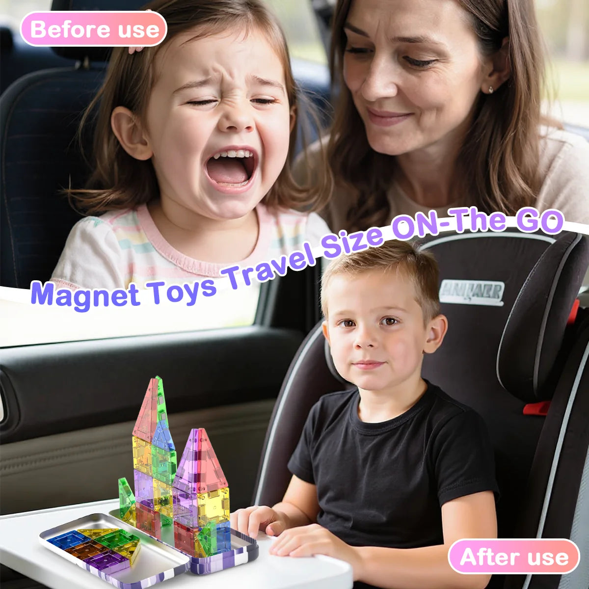 Magnetic Building Tiles Blocks STEM Montessori Educational DIY Construction Toys ABS