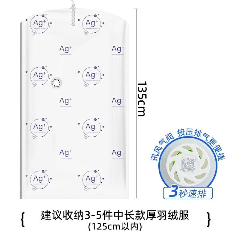 Vacuum Compression Bags Pump Free PA+PE Antibacterial Japandi Style Glossy Space Saving