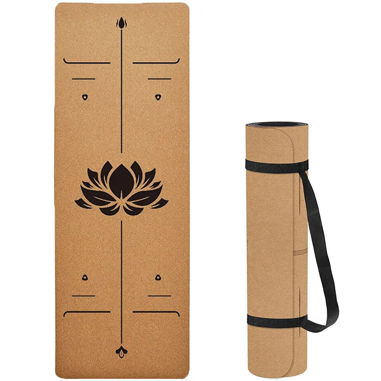 Non Slip Cork Yoga Mat Custom Organic Eco Friendly Thick Yoga Mat Tpe Natural Cork Rubber