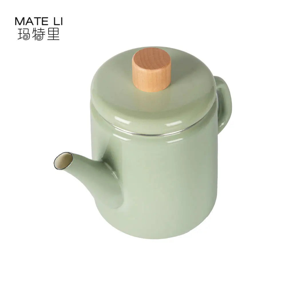 Custom Packaging Dark Green Geometric Enamel Gooseneck Pour Over Coffee Kettle