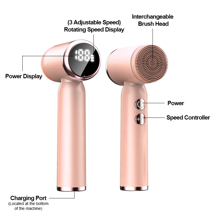 Led Waterproof Face Cleaning Brush Exfoliating Massage Face Wash Brush Silicone Electric