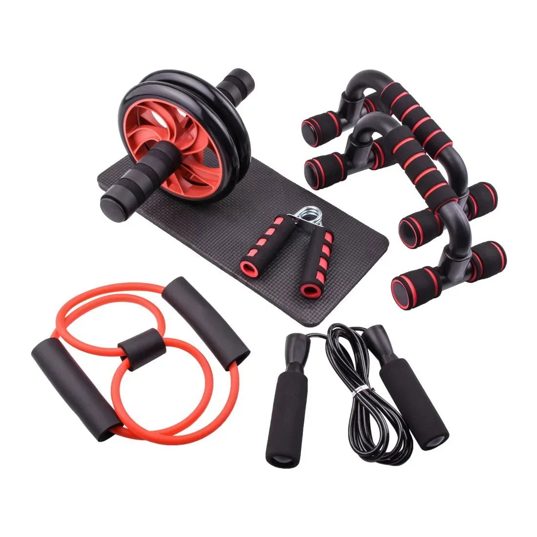 Custom AB Wheel Roller Kit Muscle Exercise Equipment Multi-Functional Seven-Piece Fitness
