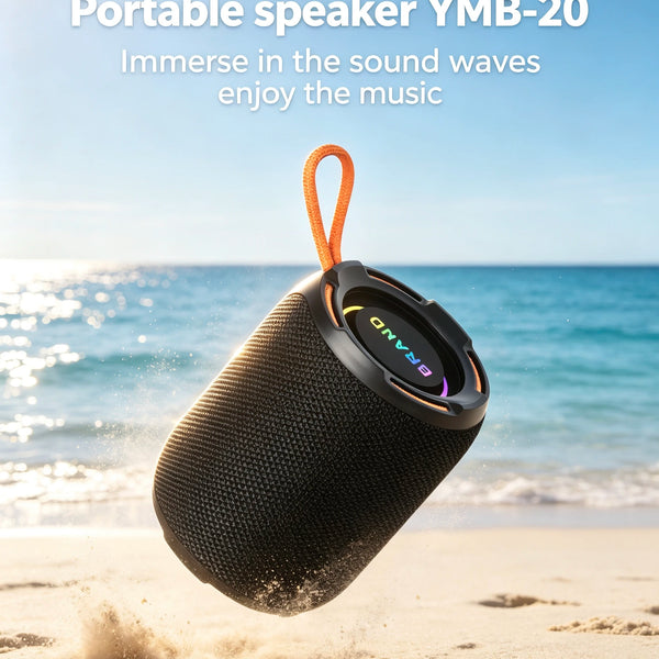 Wireless Portable BT Speaker IPX4 Water Resistant RGB LED Lights 5W Stereo Sound Built-in