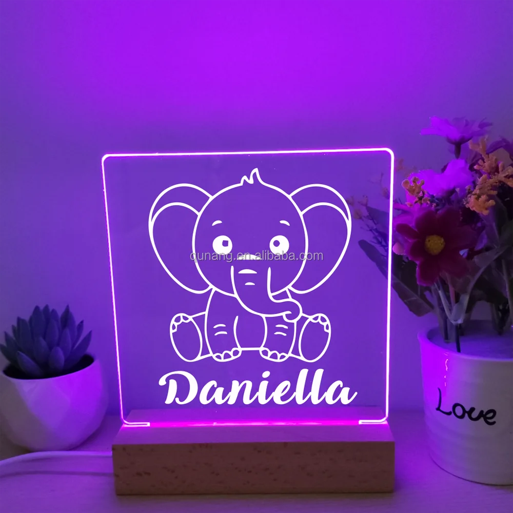 Personalized Unique Engraved Night Light Gifts for Kids Customized Name Moon and Stars